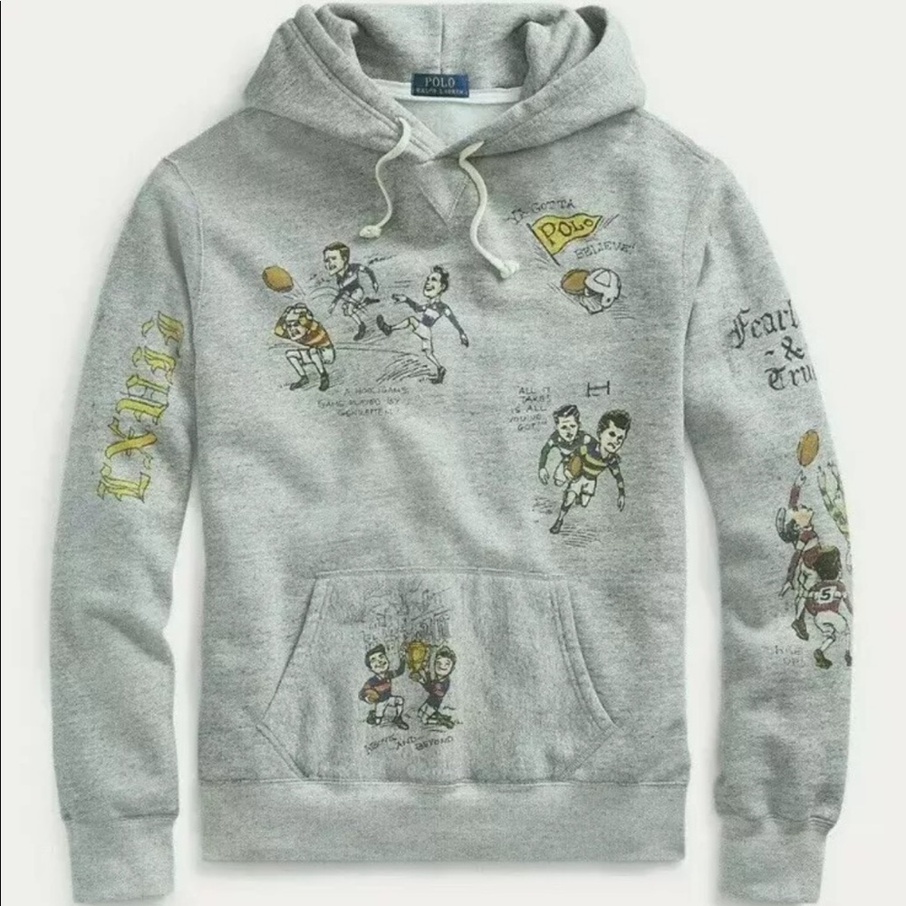 Polo Ralph Lauren Men's Grey Heather Hoodie rugby